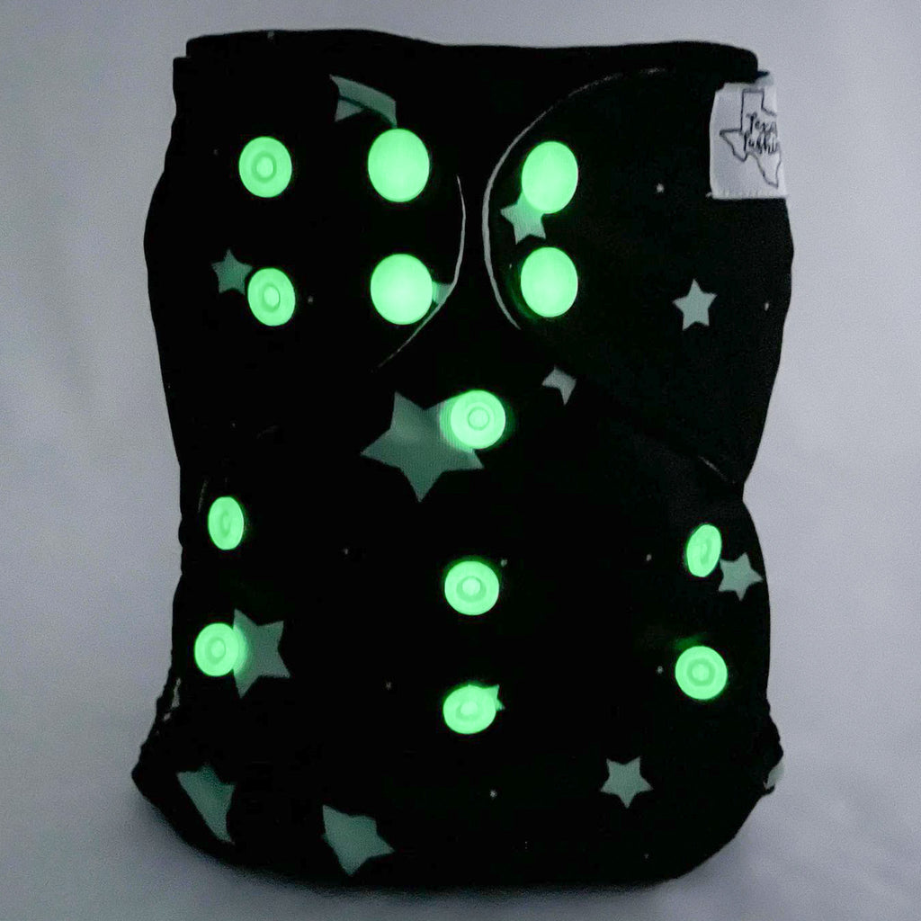 Ceiling Stars Glow Snaps - One Size Cover - Texas Tushies - Modern Cloth Diapers & Beyond