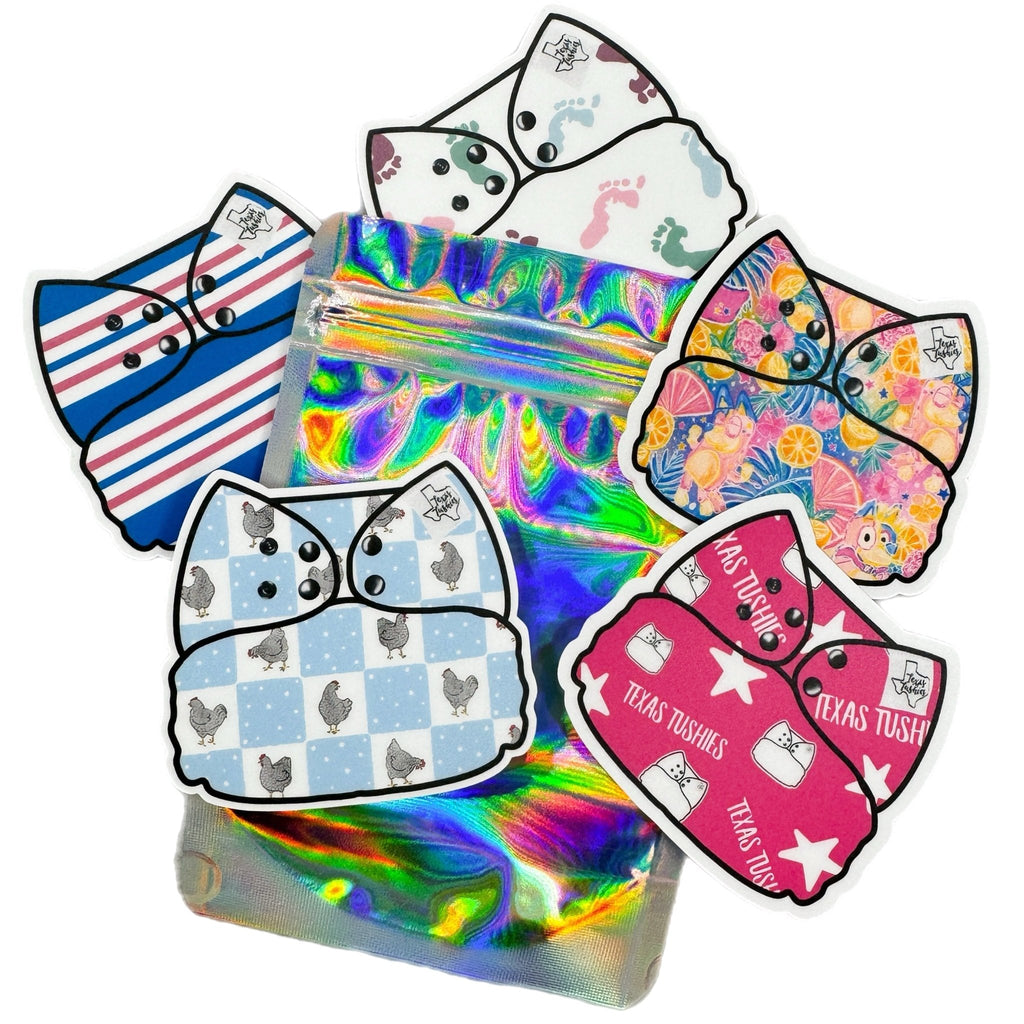 Cloth Diaper Vinyl Stickers Mystery Pack of 5 - Texas Tushies - Modern Cloth Diapers & Beyond