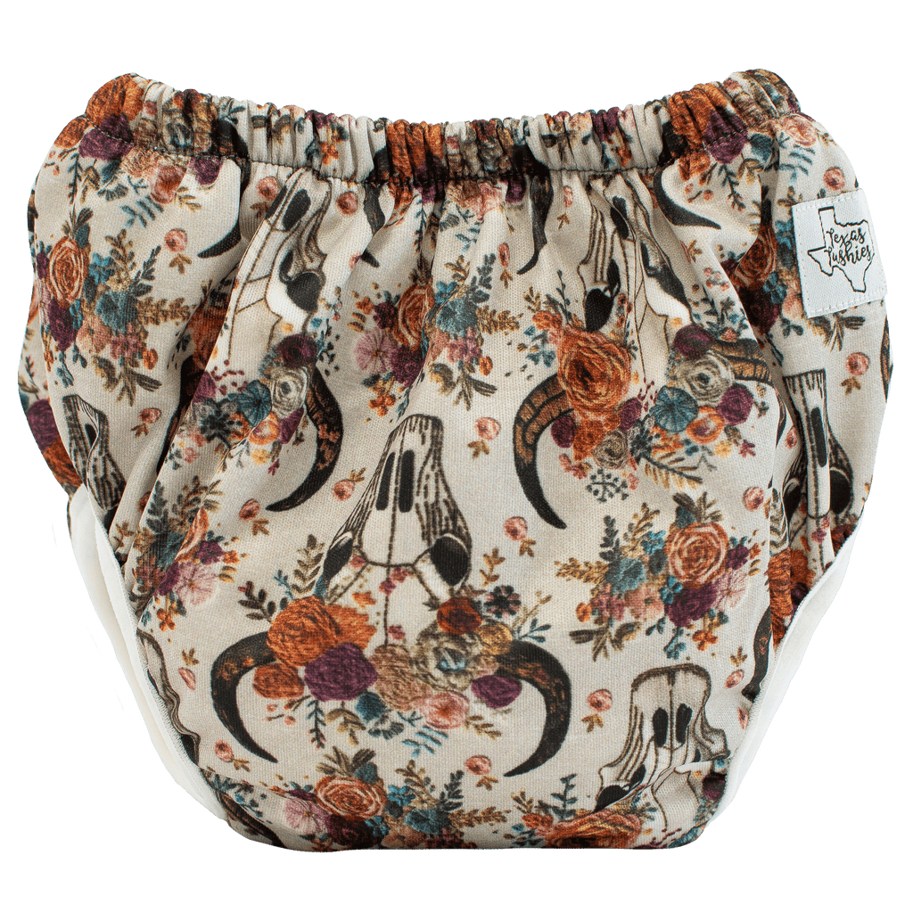 Floral Skulls Embroidery - Training Pants - Texas Tushies - Modern Cloth Diapers & Beyond