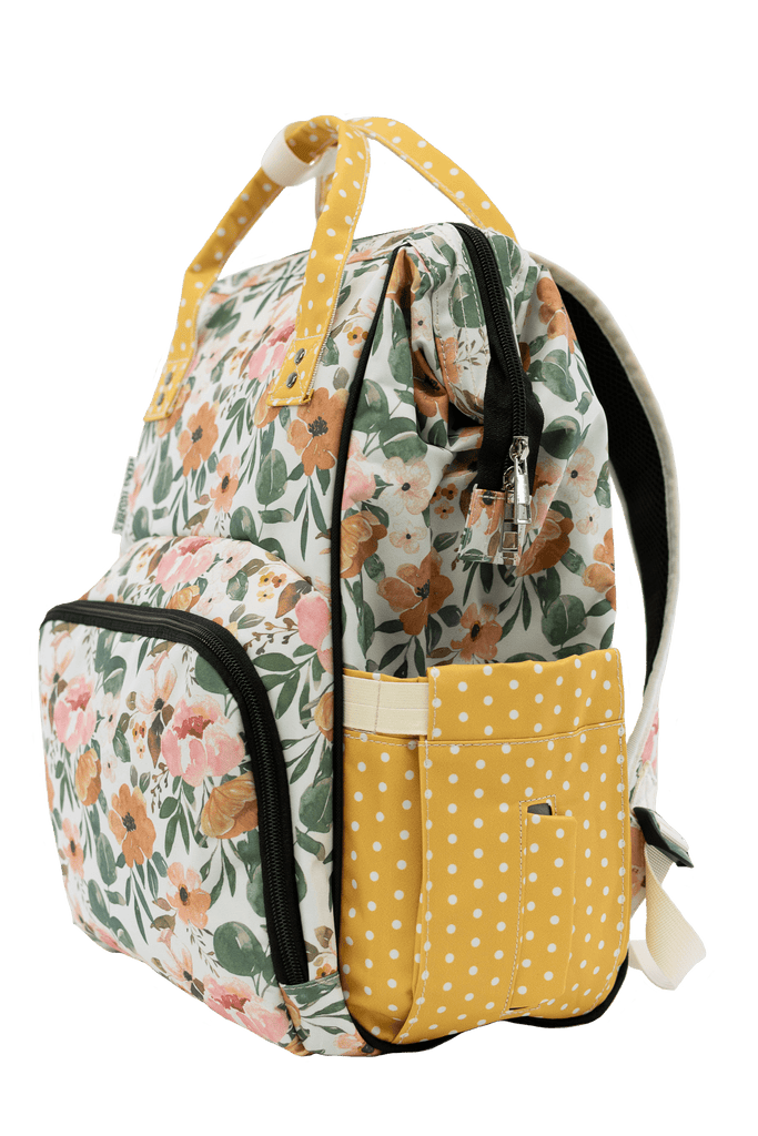 Josie Floral & Mustard Dot - Diaper Bag - Texas Tushies - Modern Cloth Diapers & Beyond