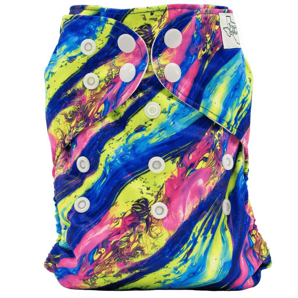 Marbled Glow Snaps - One Size AIO - Texas Tushies - Modern Cloth Diapers & Beyond