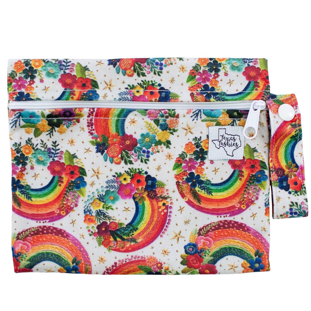 Rainbow Embroidery - Mini Wet Bag - Texas Tushies - Modern Cloth Diapers & Beyond
