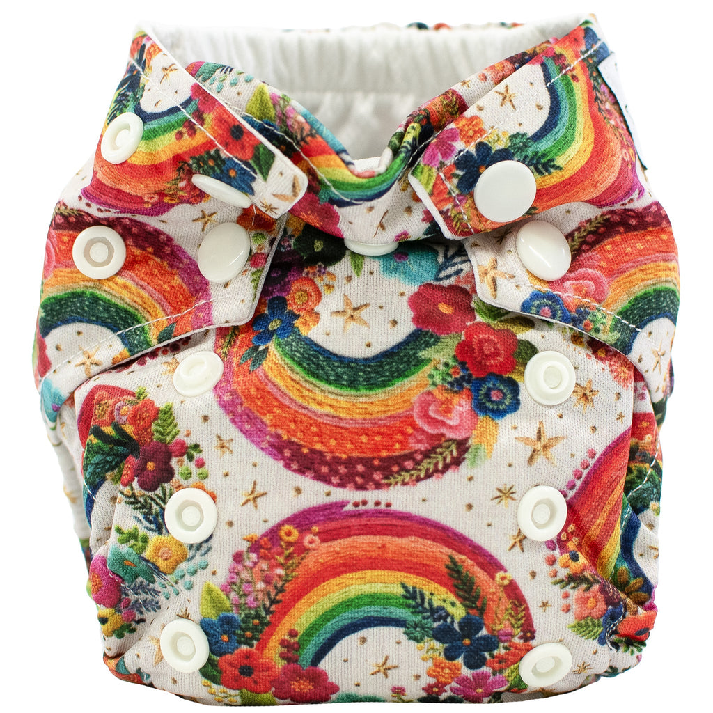 Rainbow Embroidery - Newborn AIO - Texas Tushies - Modern Cloth Diapers & Beyond