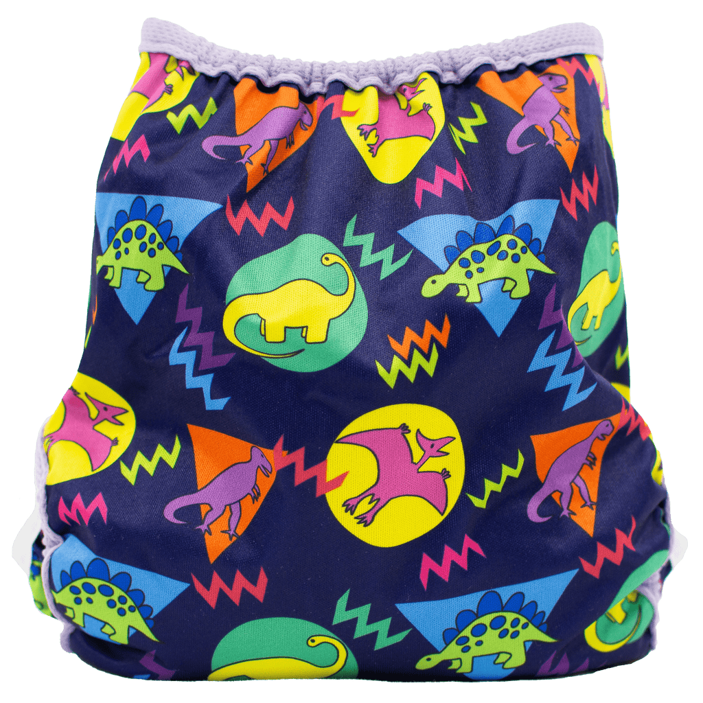 70's Dino Glow Snaps - One Size Cover - Texas Tushies - Modern Cloth Diapers & Beyond