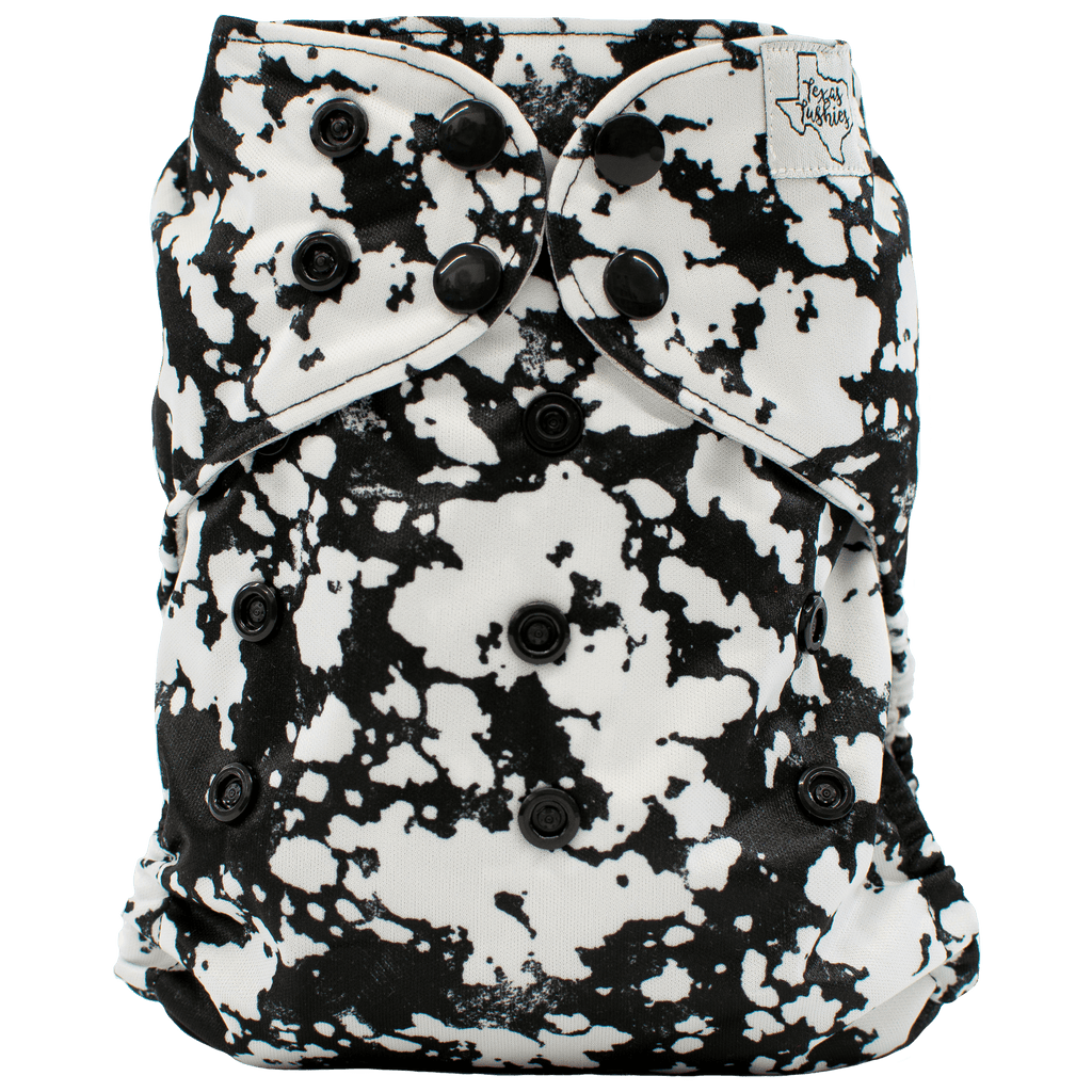 Black Acid Wash - One Size AIO - Texas Tushies - Modern Cloth Diapers & Beyond