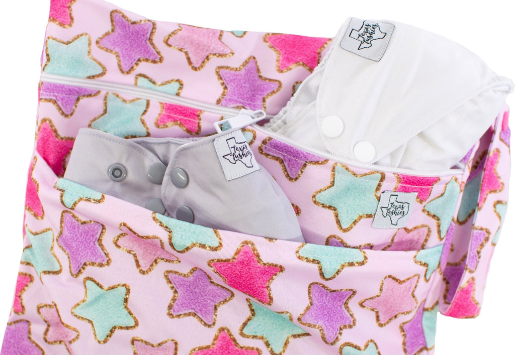 Chenille Stars - Wet Bag - Texas Tushies - Modern Cloth Diapers & Beyond