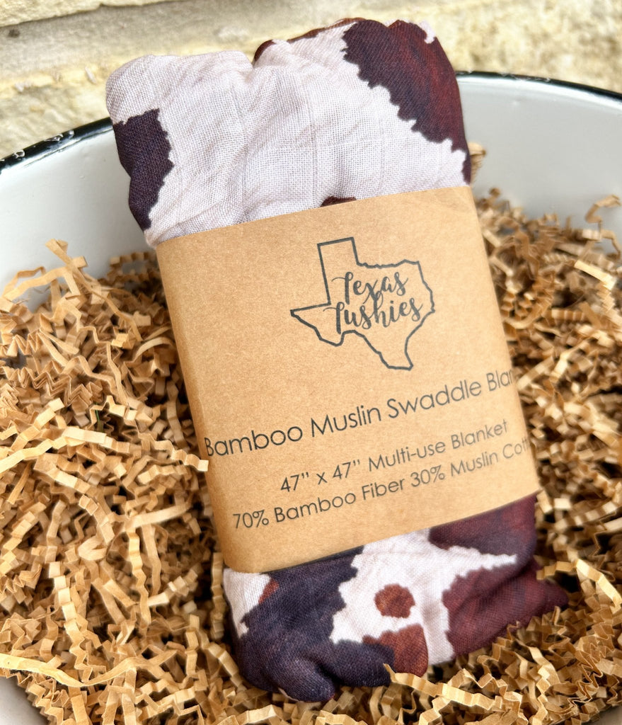 Cowhide - Muslin Swaddle - Texas Tushies - Modern Cloth Diapers & Beyond