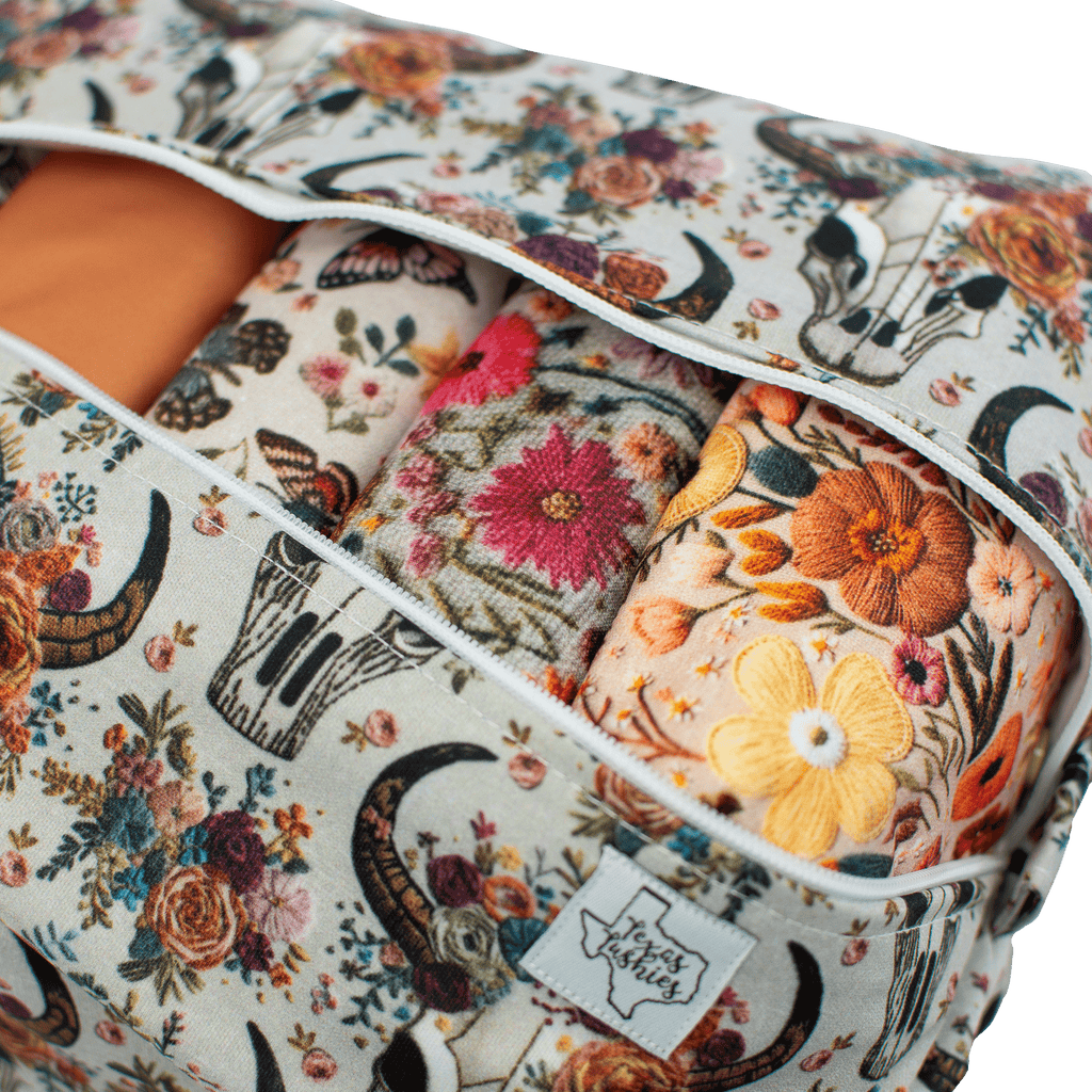 Floral Skulls Embroidery - Pod - Texas Tushies - Modern Cloth Diapers & Beyond