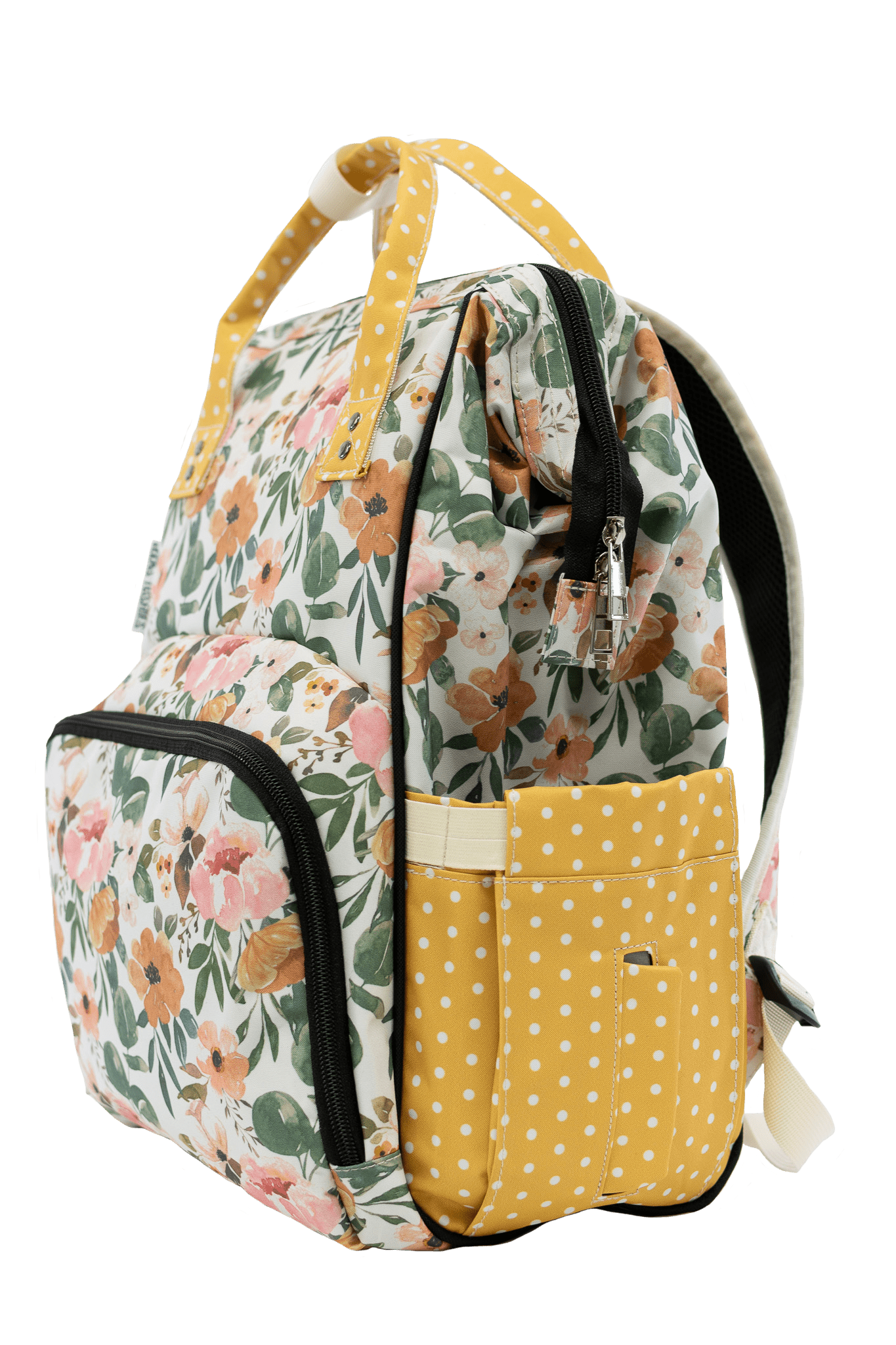 Josie Floral Mustard Dot Diaper Bag Texas Tushies Modern Cloth Diapers Beyond