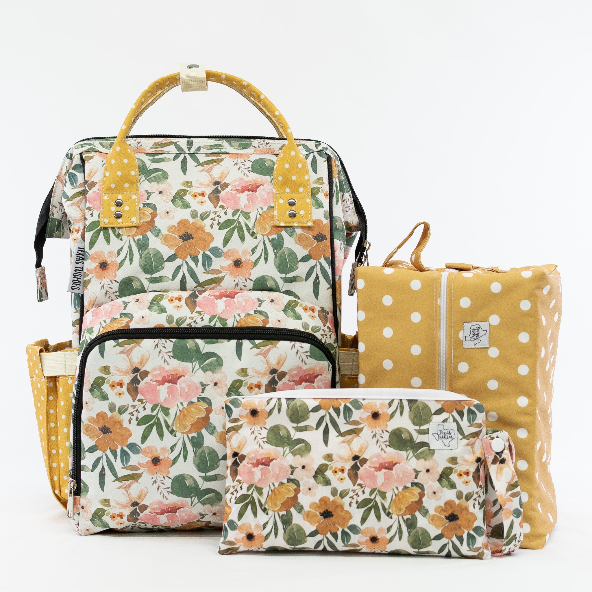 coach daisy madras travel diaper backpack bag Josie Floral & Mustard Dot