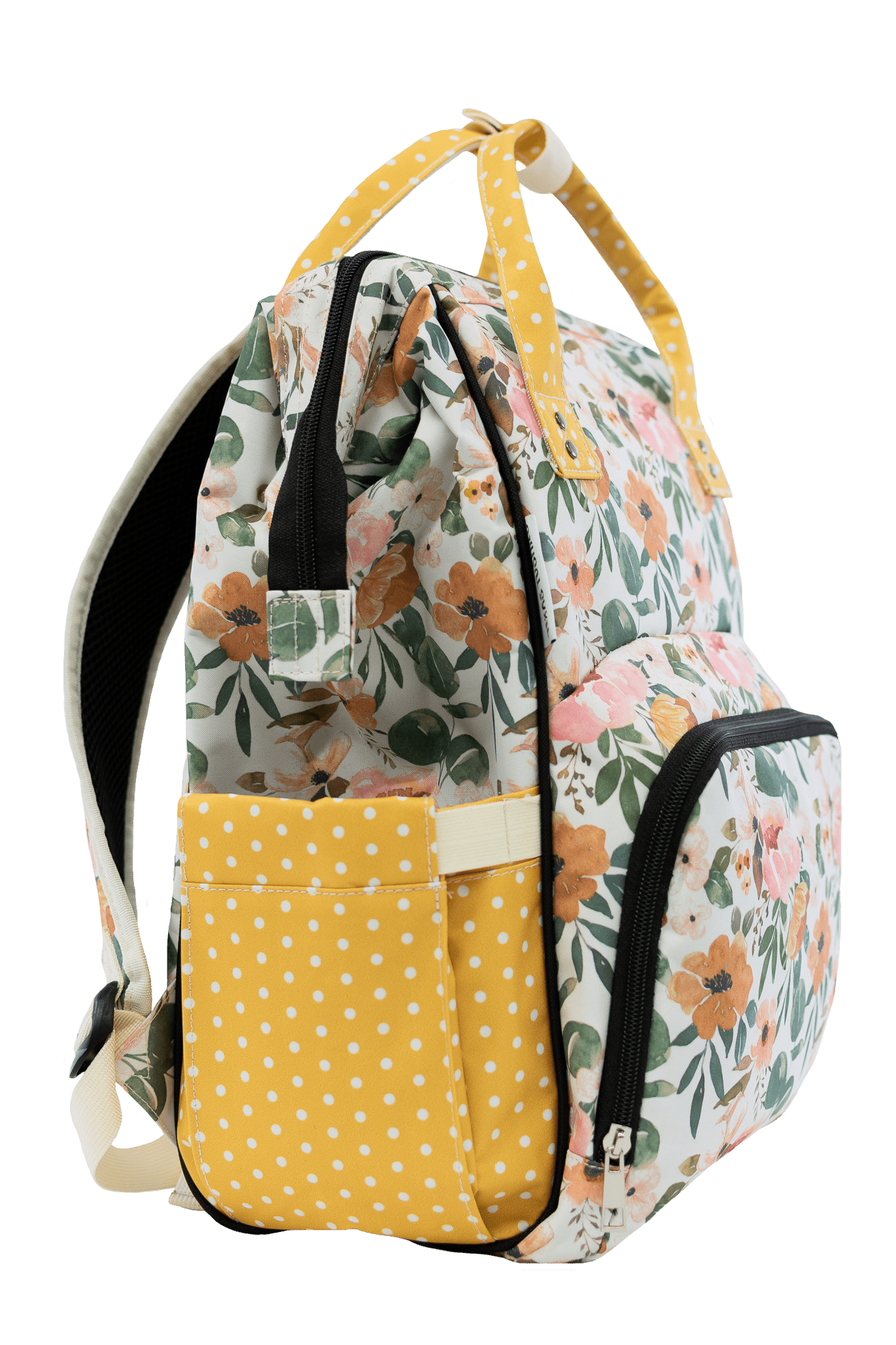 coach daisy madras travel diaper backpack bag Josie Floral & Mustard Dot