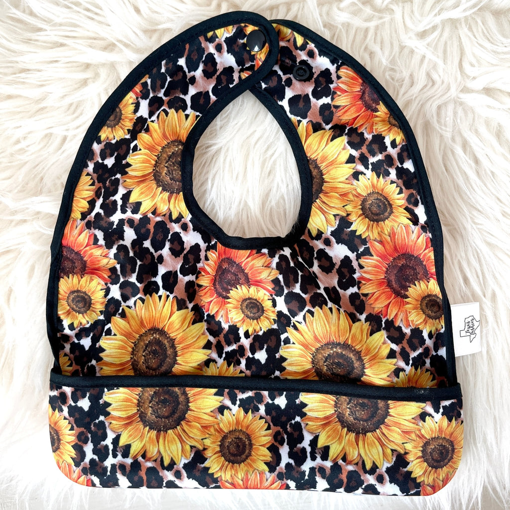 Leopard Sunflowers - The Flip Bib - Texas Tushies - Modern Cloth Diapers & Beyond