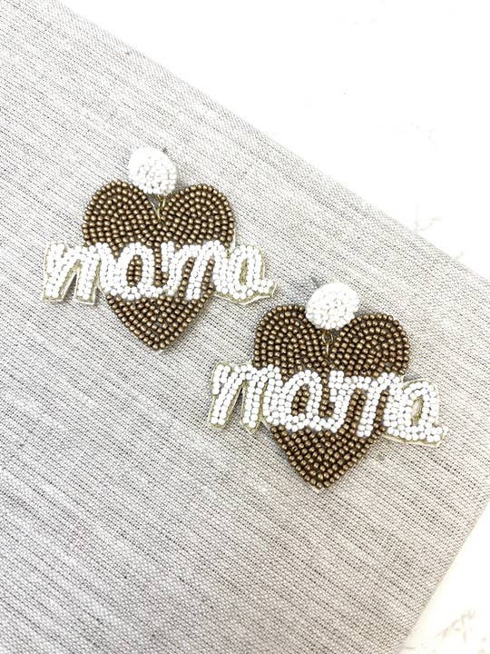 Mama Heart Beaded Dangle Earrings - Texas Tushies - Modern Cloth Diapers & Beyond