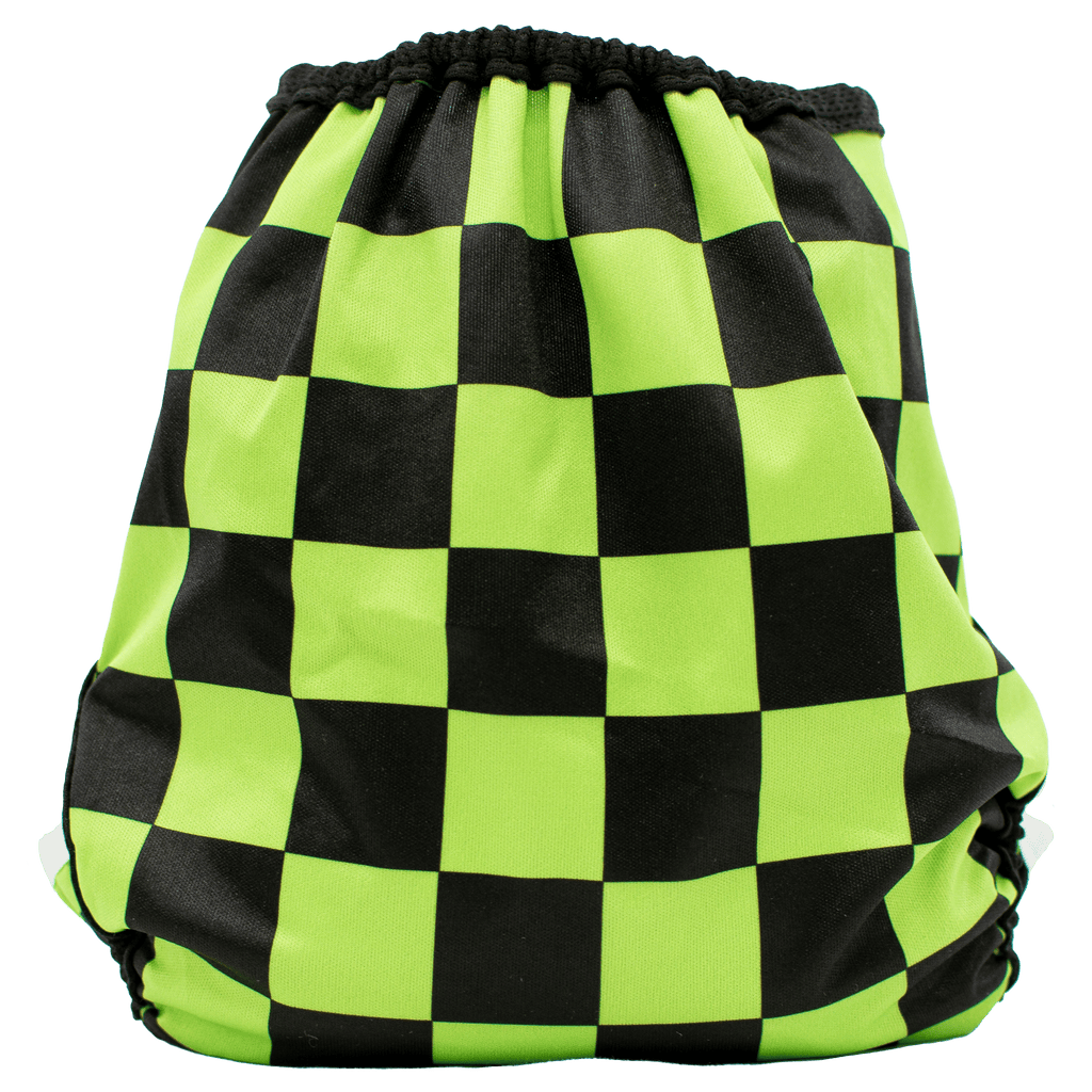 Neon Check Glow Snaps - One Size Cover - Texas Tushies - Modern Cloth Diapers & Beyond
