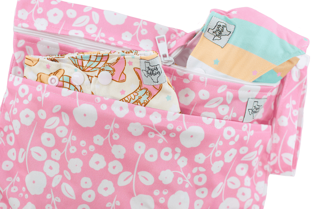 Pink Poppies - Wet Bag - Texas Tushies - Modern Cloth Diapers & Beyond