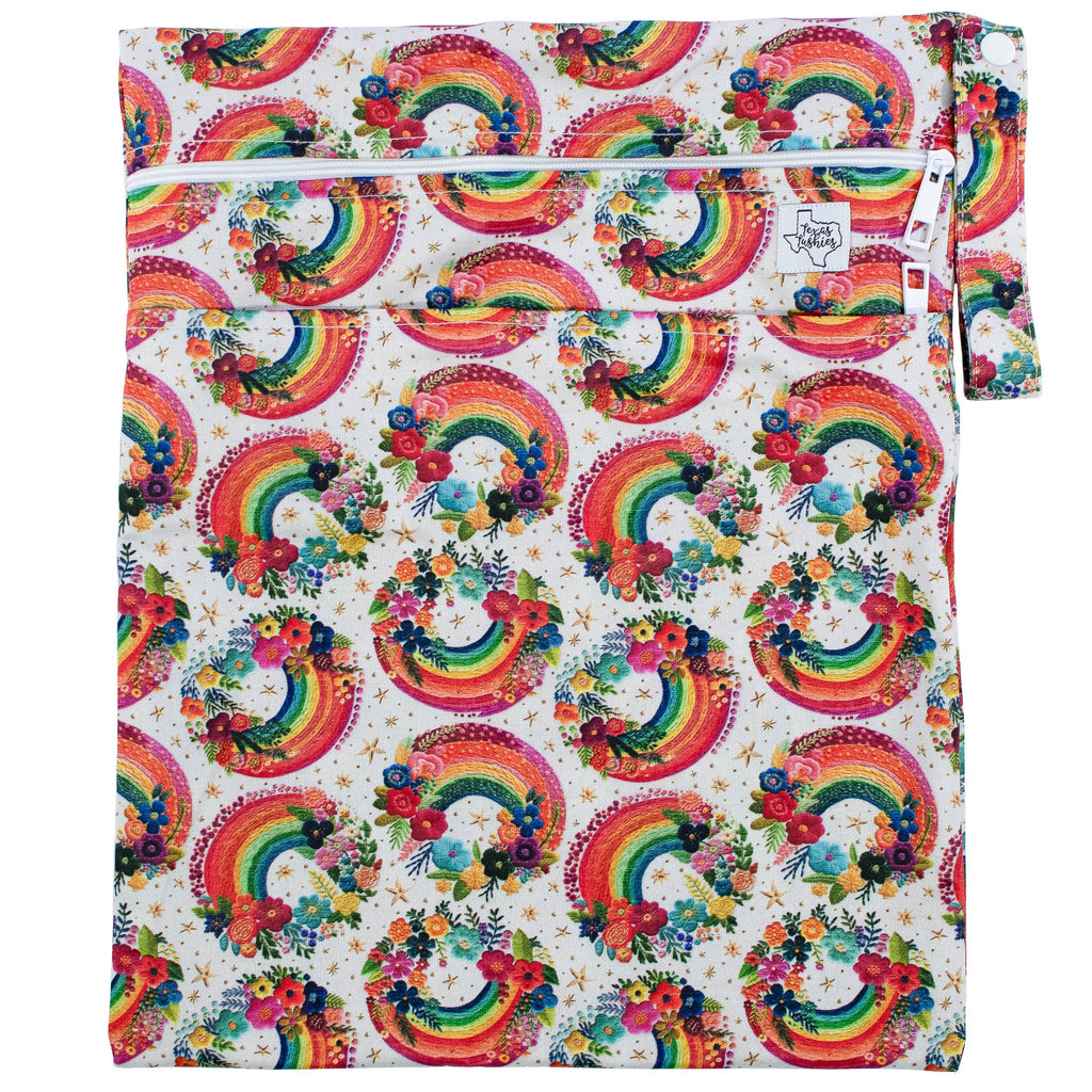 Rainbow Embroidery - Wet Bag - Texas Tushies - Modern Cloth Diapers & Beyond