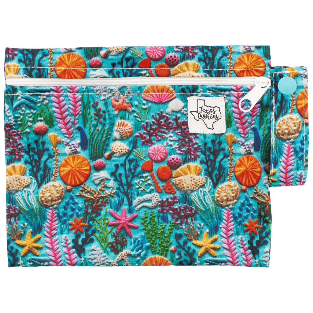 Sea Embroidery - Mini Wet Bag - Texas Tushies - Modern Cloth Diapers & Beyond
