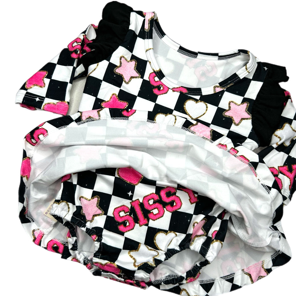 Sissy Check - LS Ruffle Romper - Texas Tushies - Modern Cloth Diapers & Beyond