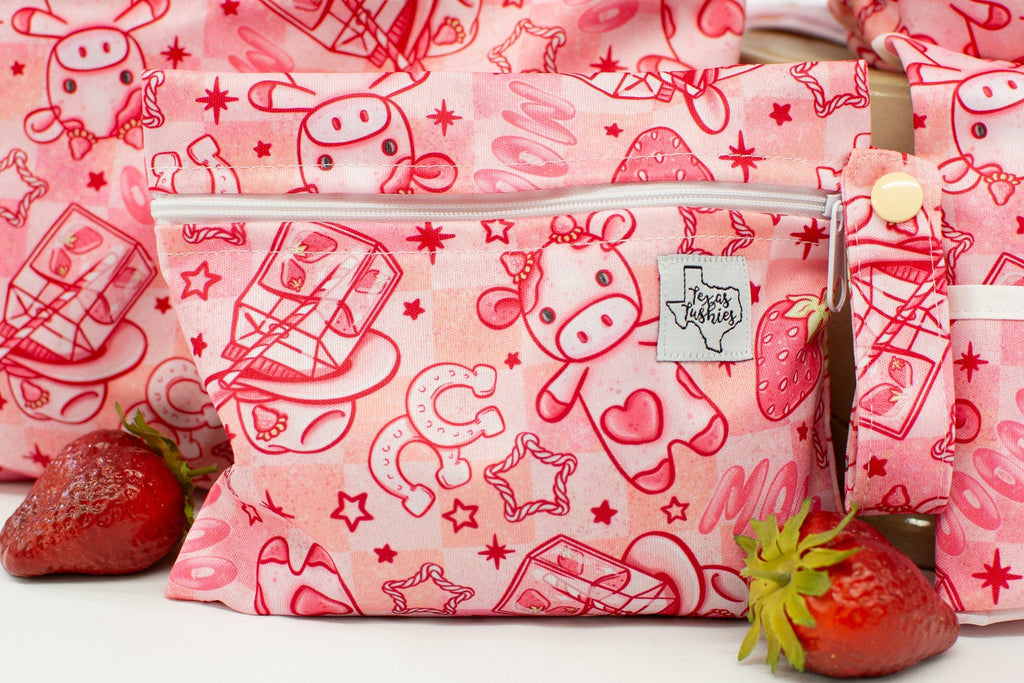 Strawberry Milk - Mini Wet Bag - Texas Tushies - Modern Cloth Diapers & Beyond