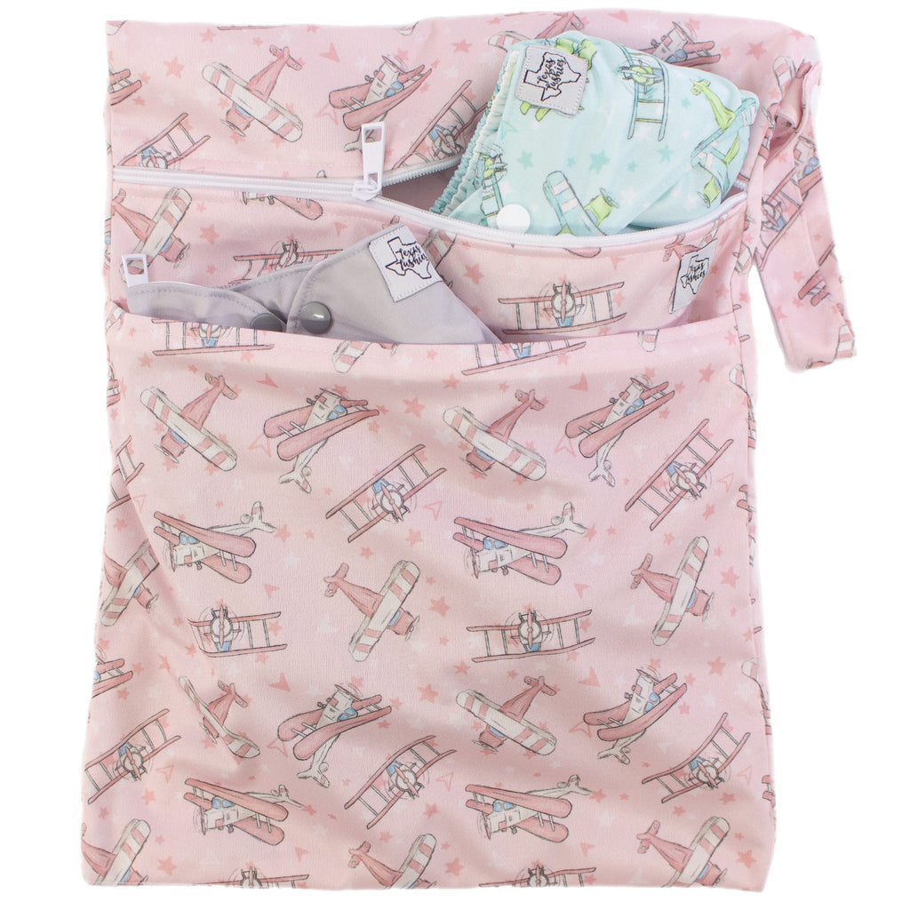 Take Flight - Pink - Wet Bag - Texas Tushies - Modern Cloth Diapers & Beyond