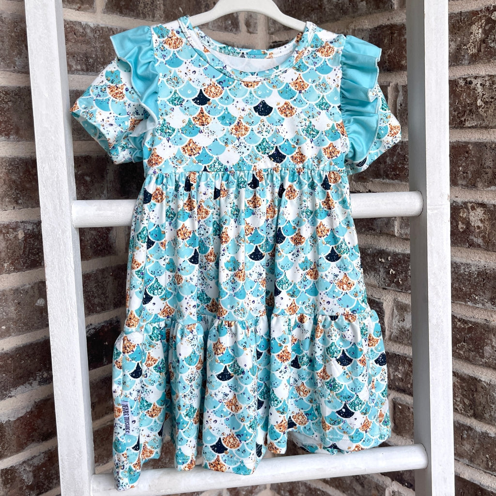 Teal Scales - Ruffle Dress - Texas Tushies - Modern Cloth Diapers & Beyond