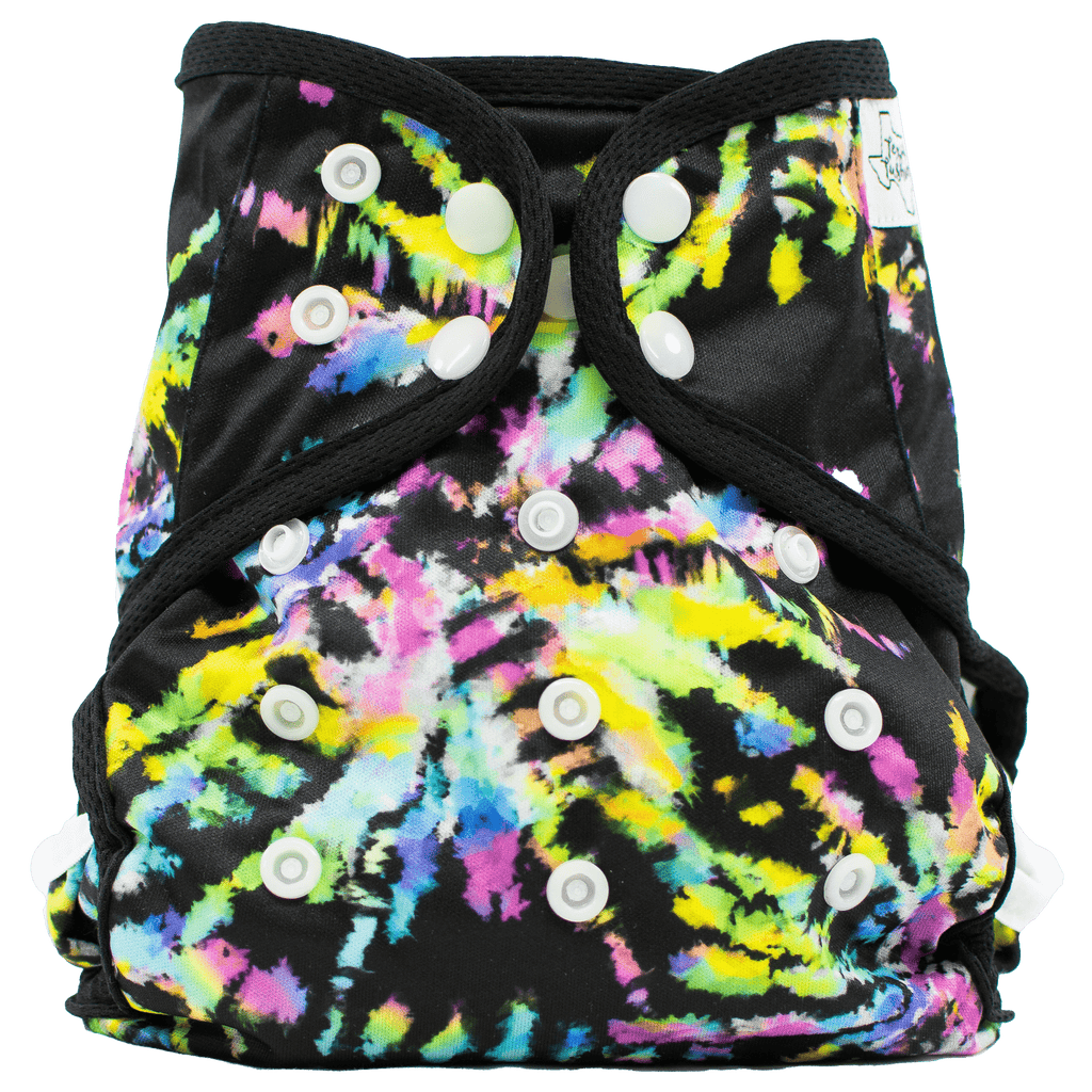 Tie Dye Glow Snaps - One Size Cover - Texas Tushies - Modern Cloth Diapers & Beyond
